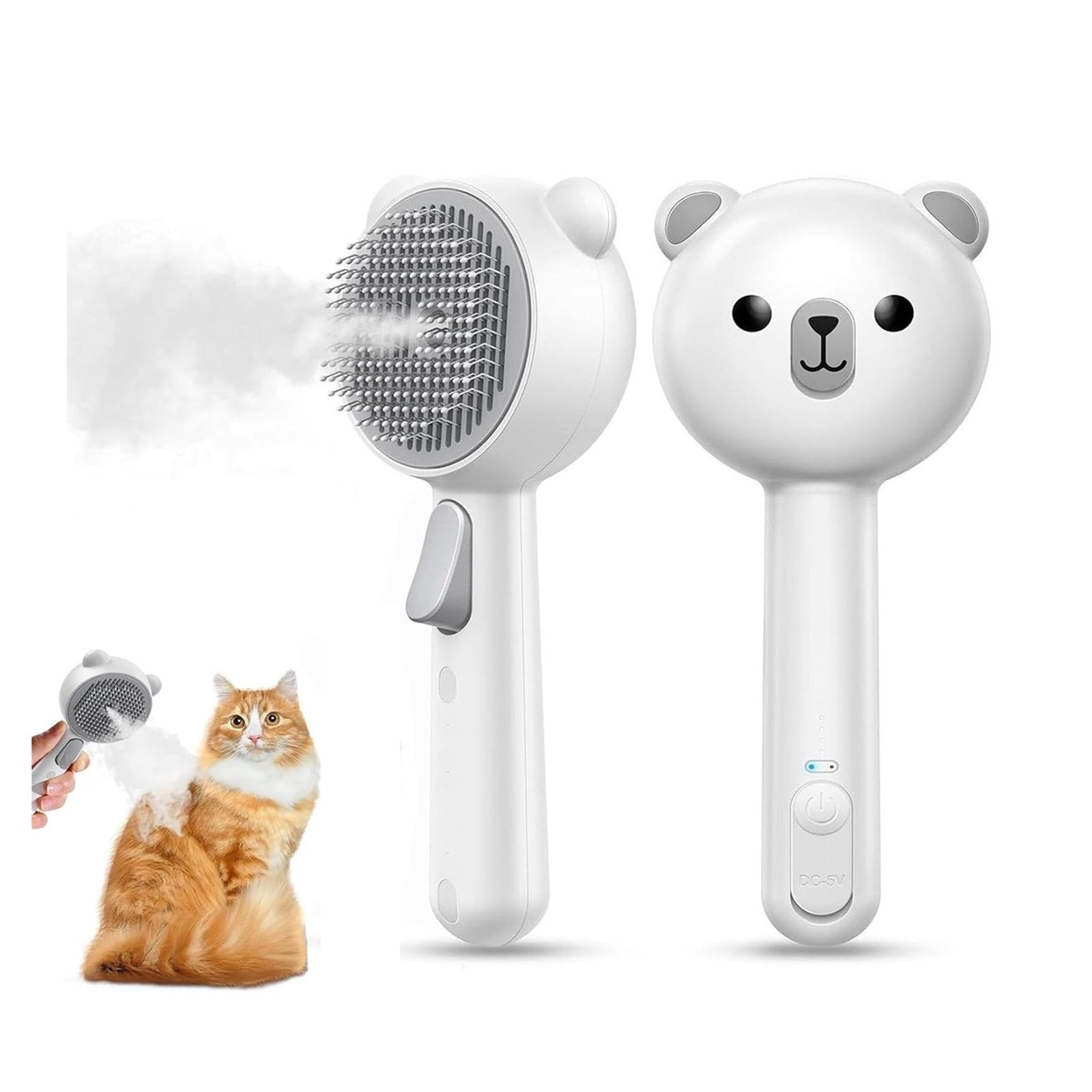 Cepillo de vapor para perros y gatos que elimina nudos y pelo muerto con un solo clic