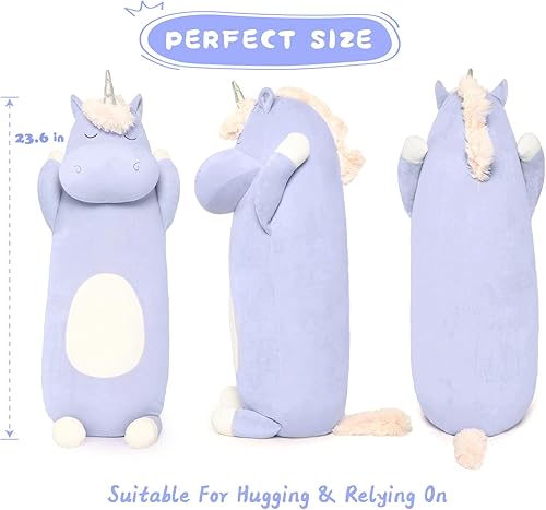 Miniatura 2 de MorisMos Paquete de 2 almohadas corporales de unicornio, almohada grande de 23.6 pulgadas, almohada de unicornio de felpa suave, regalo para niñas y
