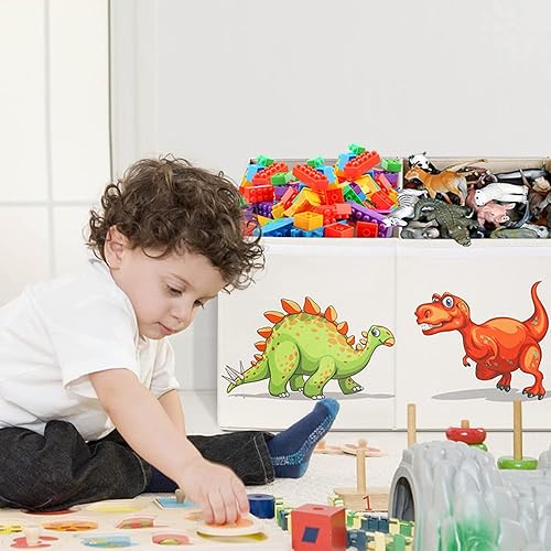 Vista 13 de ANNKIE Caja de juguetes extra grande para niñas, baúl de juguetes para niños, almacenamiento plegable y resistente con tapas, caja de juguetes