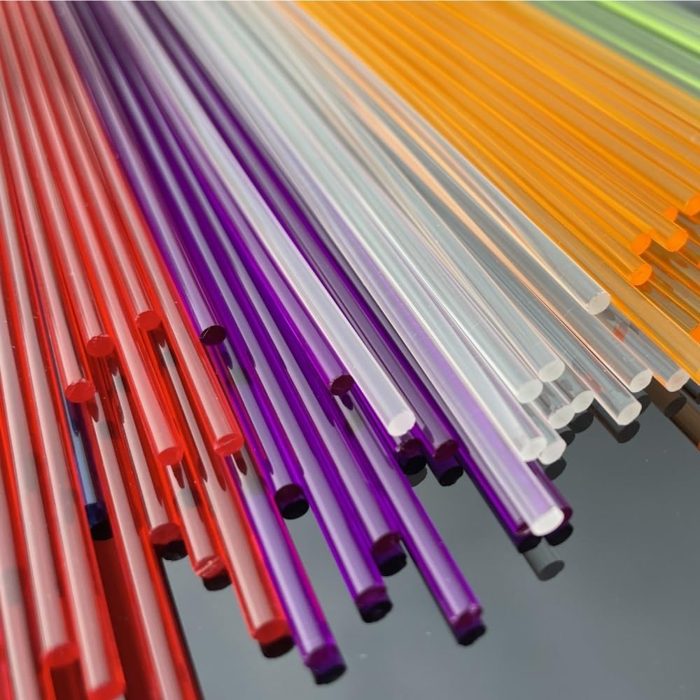 Plastikowy pręt 50 sztuk kolorowe pręty akrylowe o średnicy 3mm kołki do rękodzieła modelarskiego, patyczki ciast akrylowych(Orange,3x150mm)