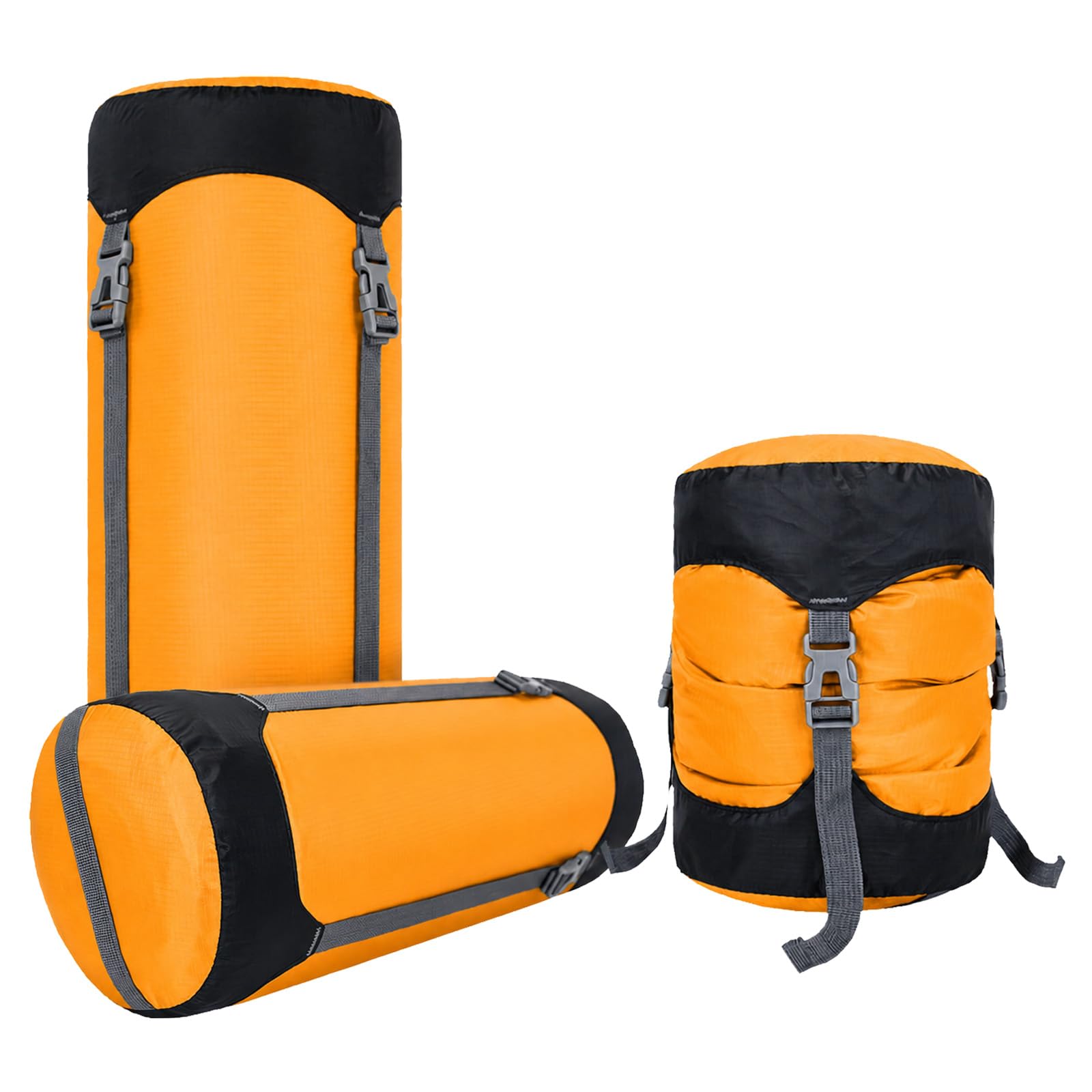 Guerity Compression Stuff Sack,Waterproof Sleeping Bag Compression Sack, 11L/18L/30L/ Outdoor Storage Bag Stuff Sack for Camping Hiking Backpack (Orange, 11 L)