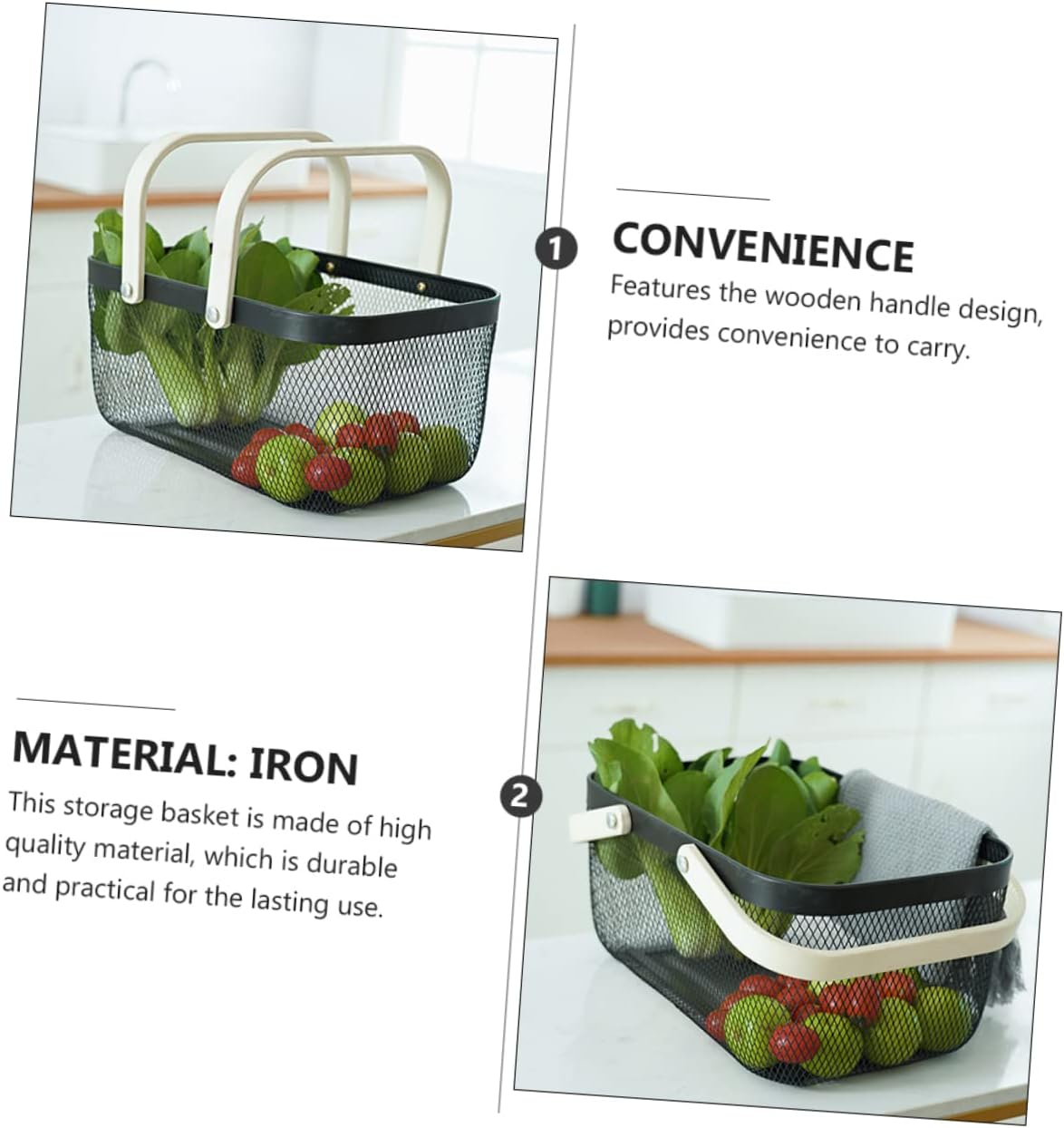 PRETYZOOM 1Pc Multipurpose Hand Carry Basket with Handle Storage Organizer for Home Supermarket Shopping and Picnics Stylish Fruit Basket Random Handle Color