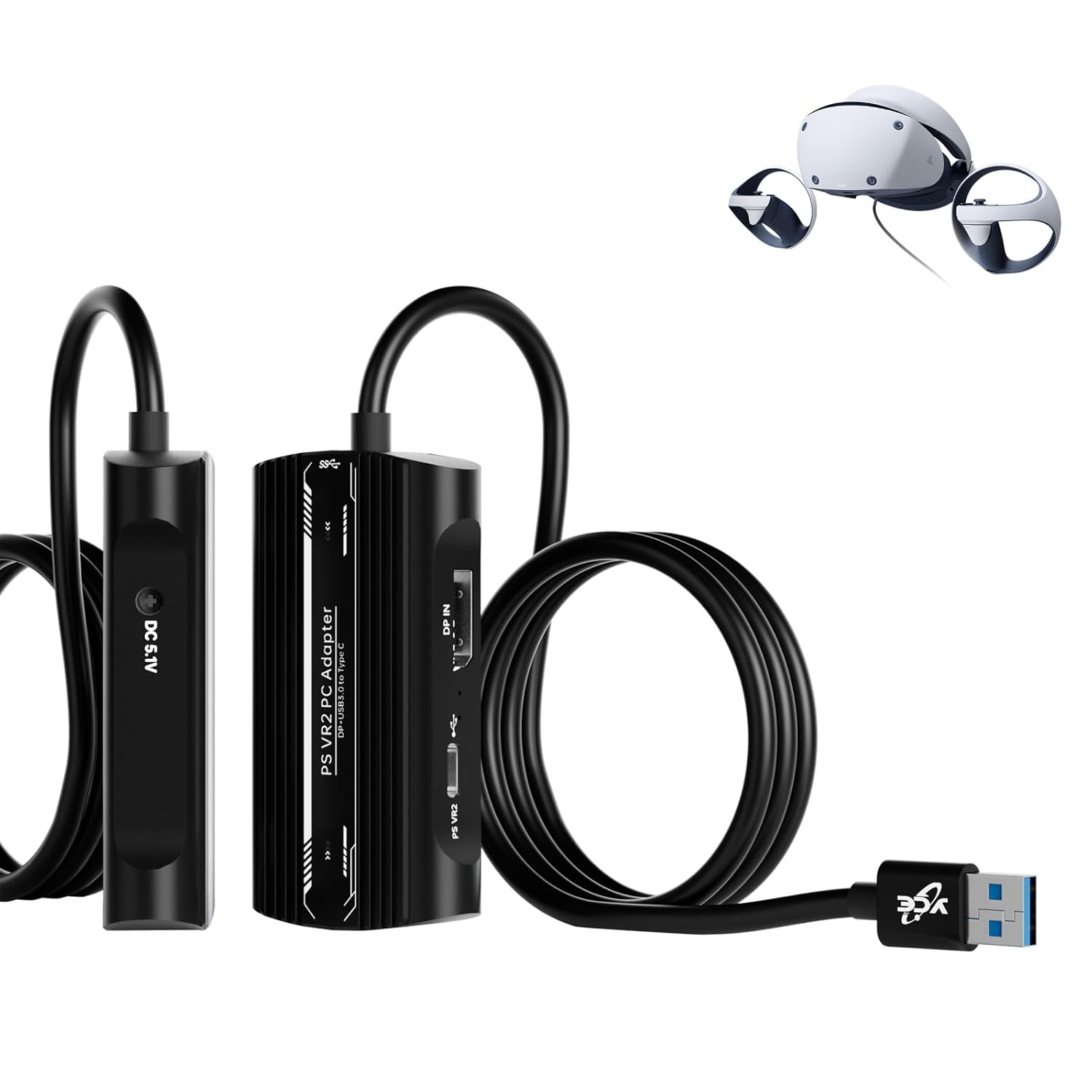PSVR2 PC Adapter Accessories Kit.Includes DP1.4 Cable and Expandable Power Adapter. Expand Your PSVR2 Game Library to Achieve Stable Links, Reduce Game Latency,Keep Your Equipment Running smoothly.