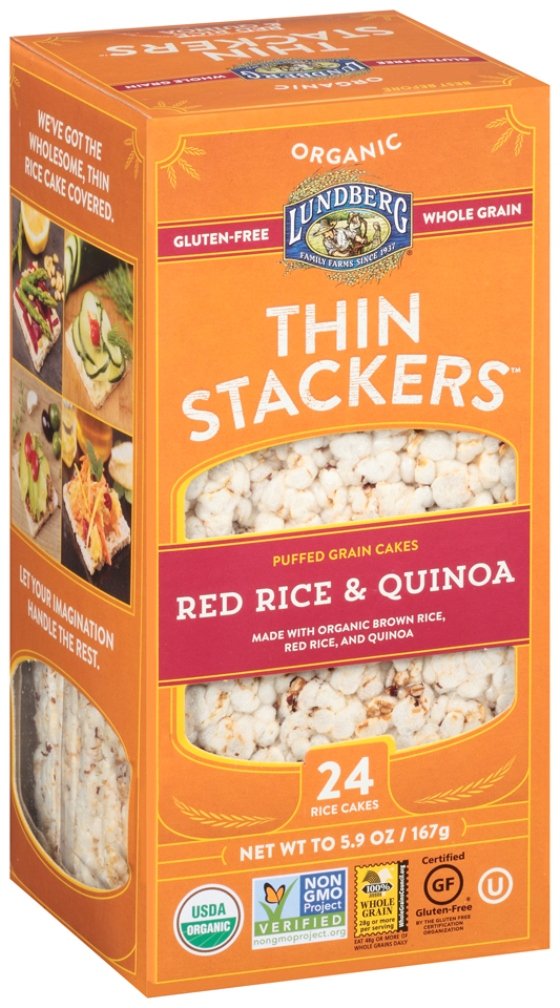 Lundberg Family Farms Organic Thin Stackers Grain Cakes, Brown Rice Salt Free, 5.9 Ounce (Pack of 12)