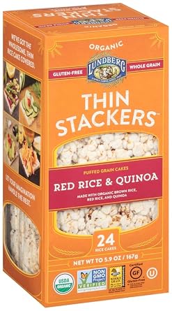 Lundberg Organic Thin Brown Rice Cakes, Red Rice & Quinoa, 6 oz 168 g