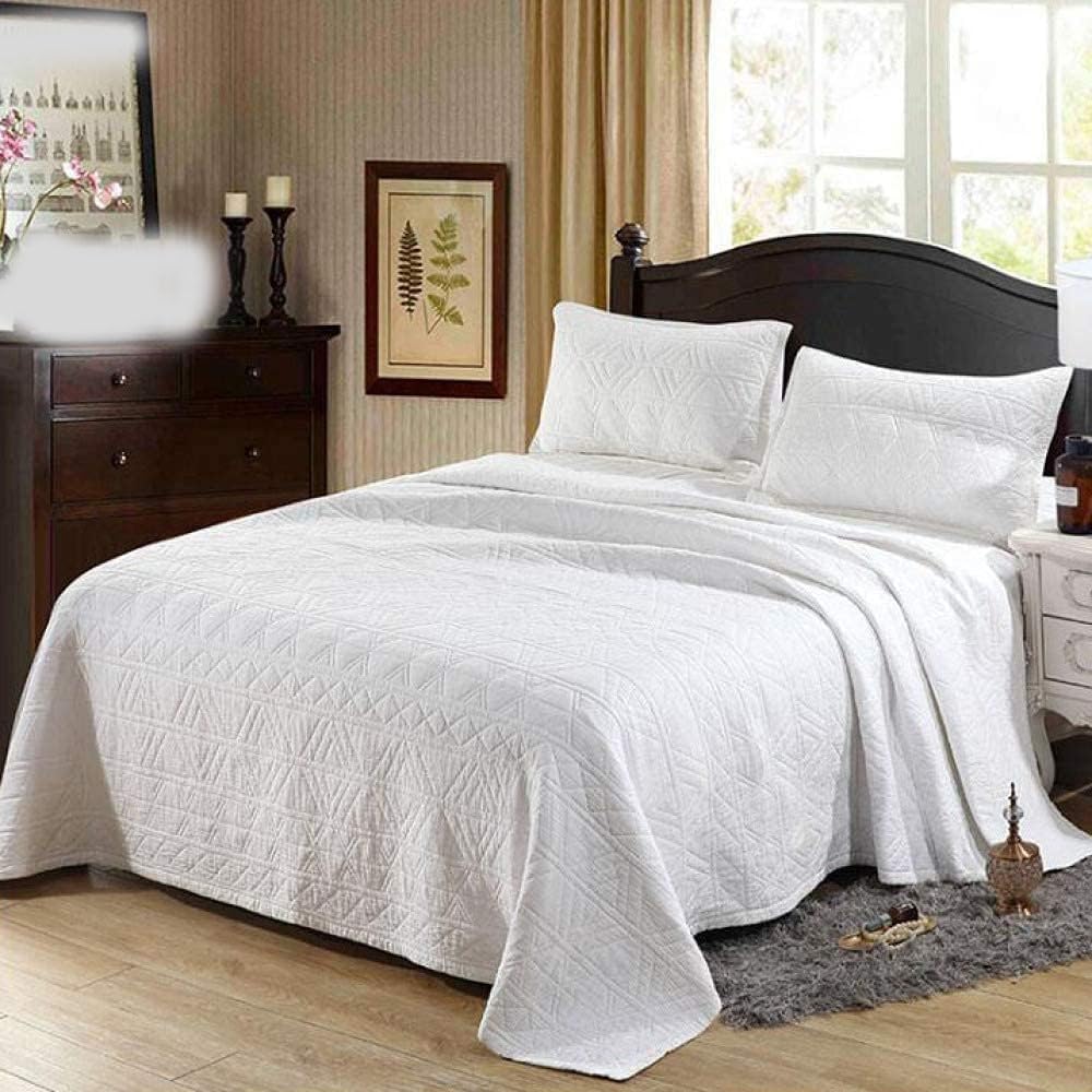 Colcha blanca de verano, colcha fina, colcha acolchada, juego de 3 piezas, decoración de dormitorio, funda de cama multifunción Queen Super King + 2 fundas de almohada de 50x70 cm, adecuado para las