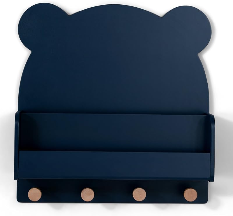 babyGap by Delta Children Brannan Bear Wall Shelf with 4 Hooks, Navy