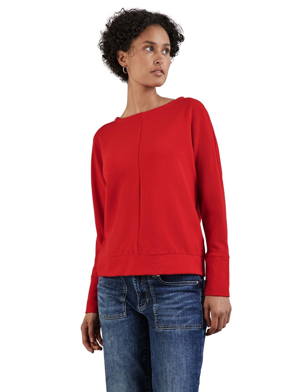 Street One Damen A322115 Ottoman-Shirt, Mandarin Red, 36