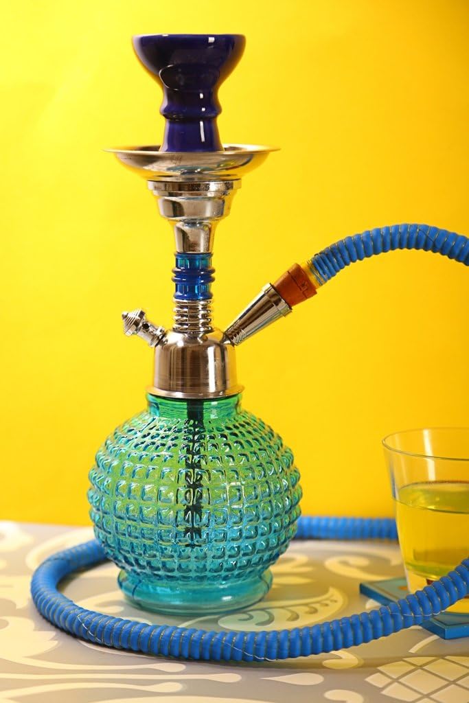 AS ENTERPRISES Designer Decorative Blue Pot 12 Inch Glass Hookah/Hookah