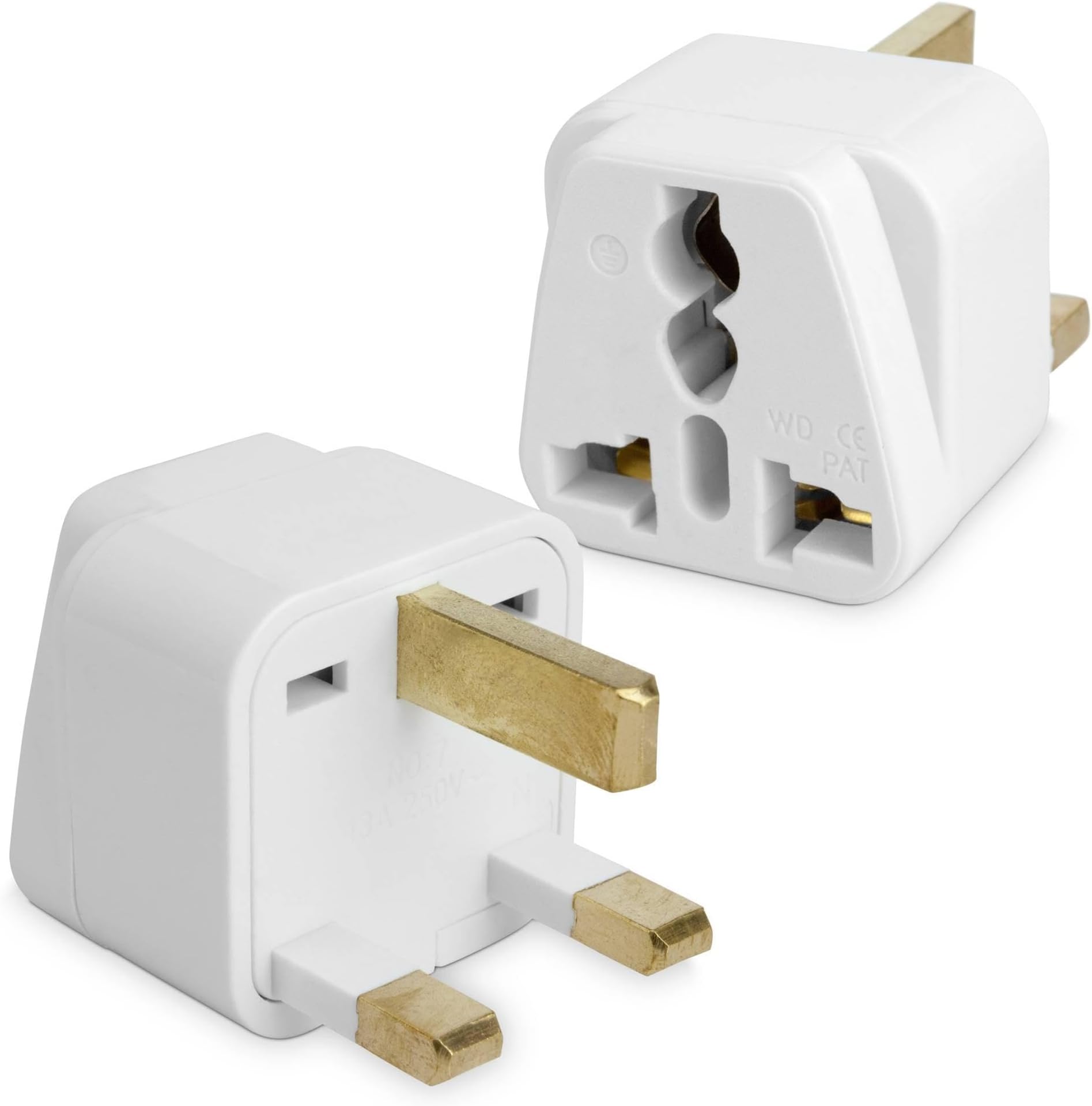 Universal to UK Outlet Plug Adapter, Type G Socket Coverter - White, Plug Adapter for Smartphones and Tablets