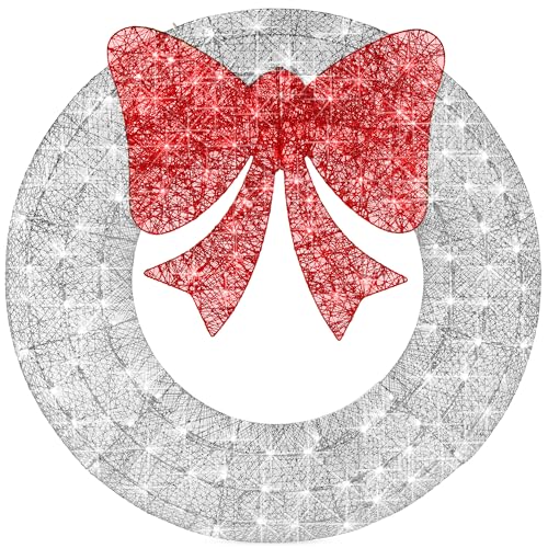 36in pre-lit outdoor wreath with bow