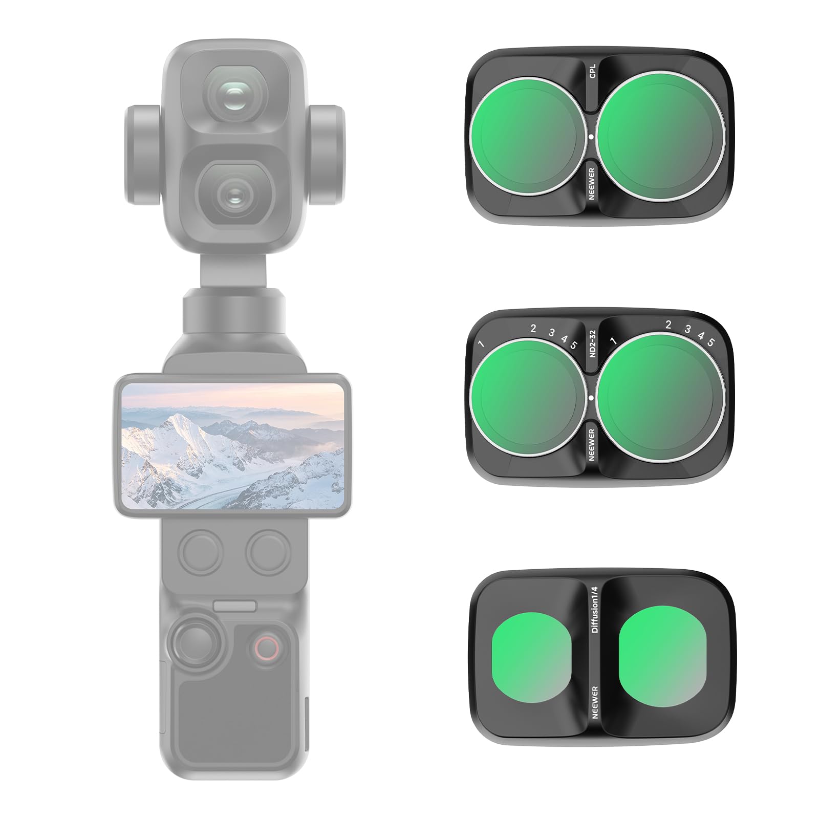 NEEWER 3 Filter Set Compatible with DJI Osmo Pocket 4P Xtra Muse 2 Pro