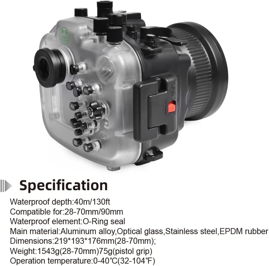 Seafrogs Underwater Housing for Sony A7R IV (ILCE-7RM4A), Waterproof Case for Sony A7R Mark IV + FE 28-70mm, 16-35mm F4, 24-70mm F4, 24mm F1.4 GM, 50mm F1.8, 85mm F1.8 Lens-Black