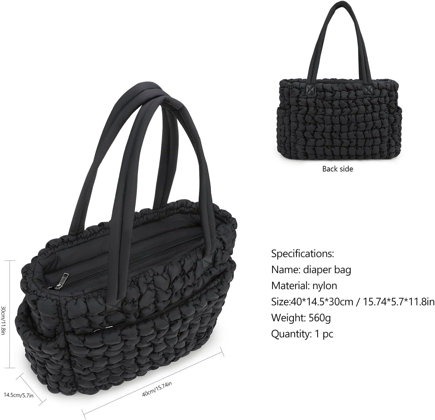 MOMIGO Puffer Tote Diaper Bag for Women, Multifunction Lightweight Fashion Quilted Mommy Tote Bag