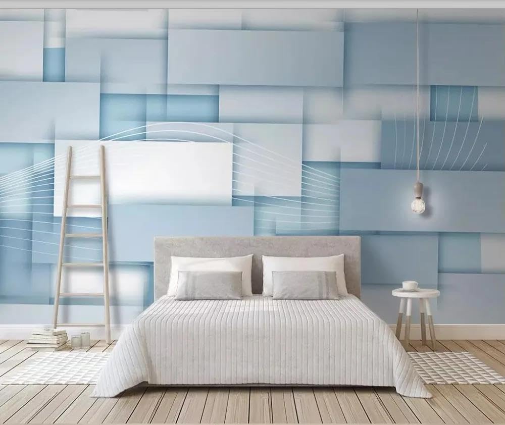 Papier peint bleu 3D minimaliste en tissu non tissé ILIYA pour salon et chambre