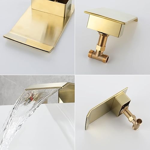 Vista 6 de Grifo de lavabo de baño de 8 pulgadas, grifo de baño generalizado de 3 agujeros, cascada de baño, grifo mezclador de lavabo de doble manija, grifo