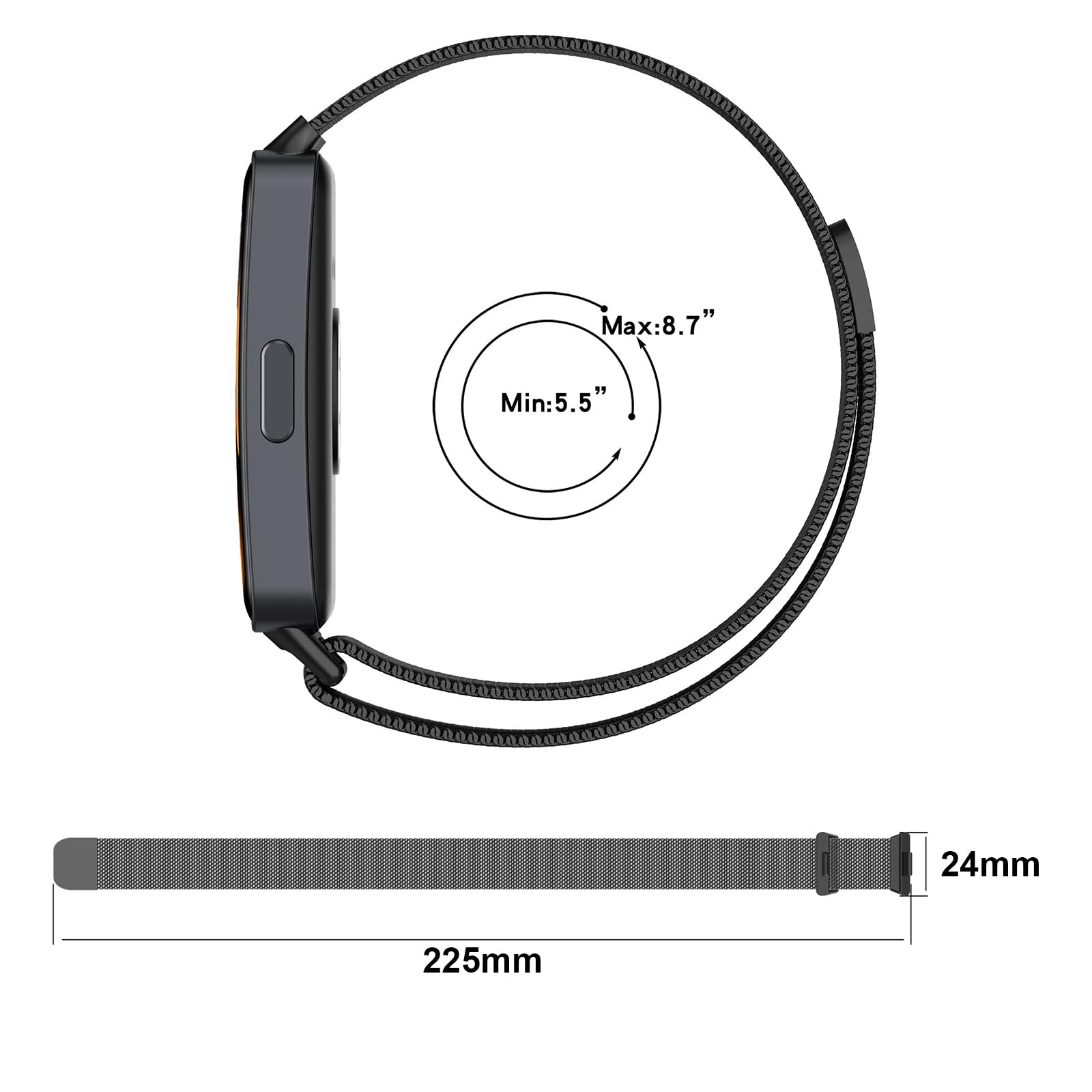 Magnetyczny pasek zamienny do Huawei Watch Fit 3, regulowany, metalowy pasek ze stali nierdzewnej do Huawei Watch Fit 4 / Fit 4 Pro