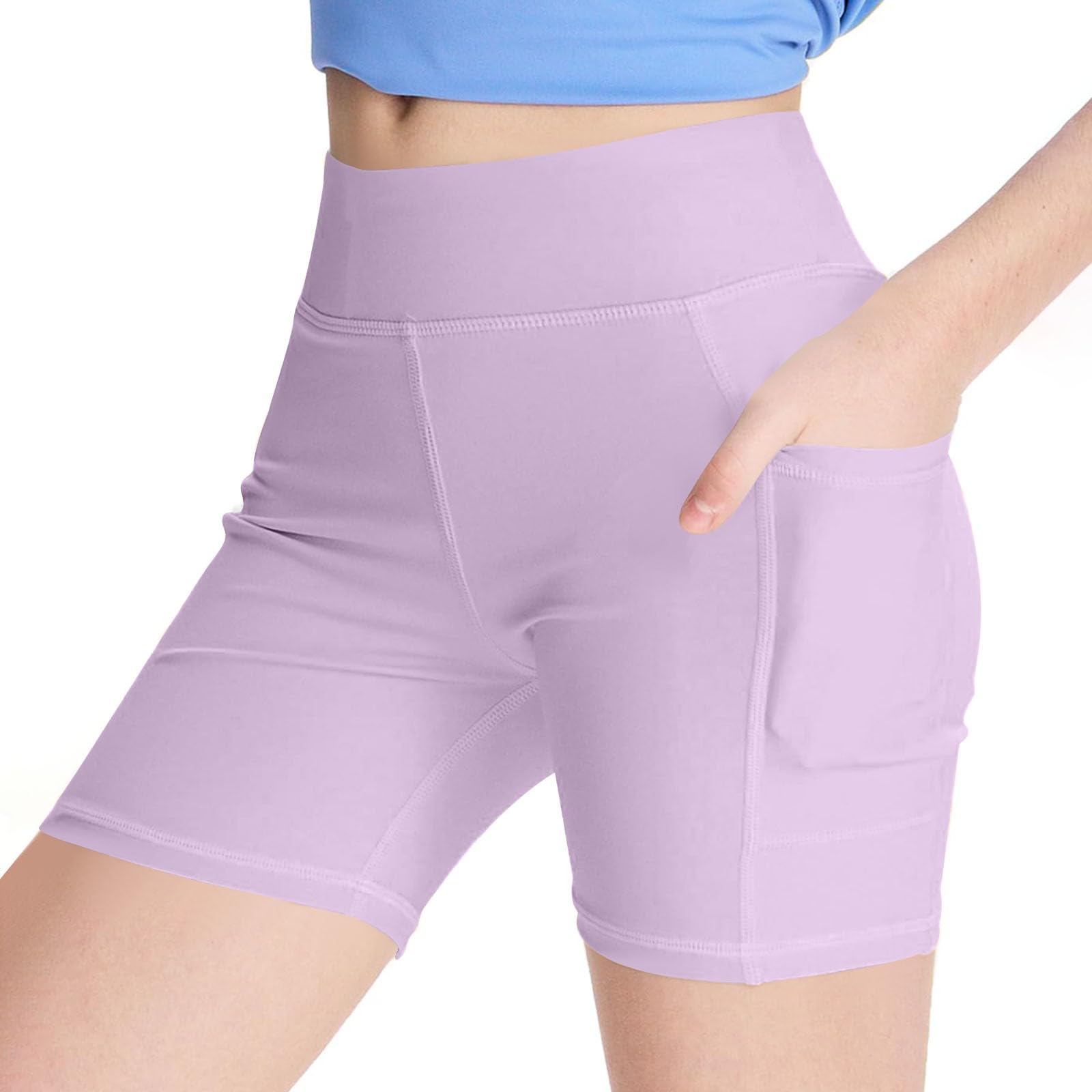 duxyoz Girls Cycling Shorts with Pockets Childrens Kids Sports Leggings Breathable Safety Underwear Short Pants Summer Casual Sport Dancing Gymnastic Comfy Short Boyshorts Under Dress 6-7 Years