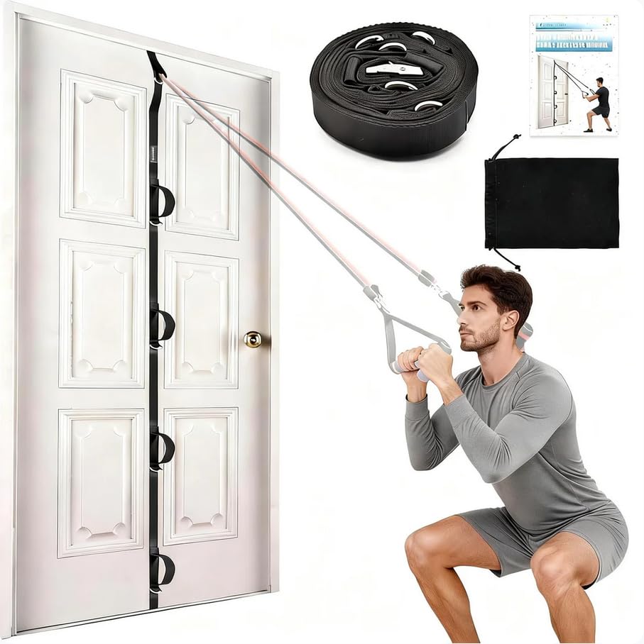 Door Anchor Strap for Resistance Bands Exercises, Multi Point Anchor Gym Attachment for Home Fitness, Portable Door Band Resistance Workout Equipment, Easy to Install, Punch-Free, Nail-Free