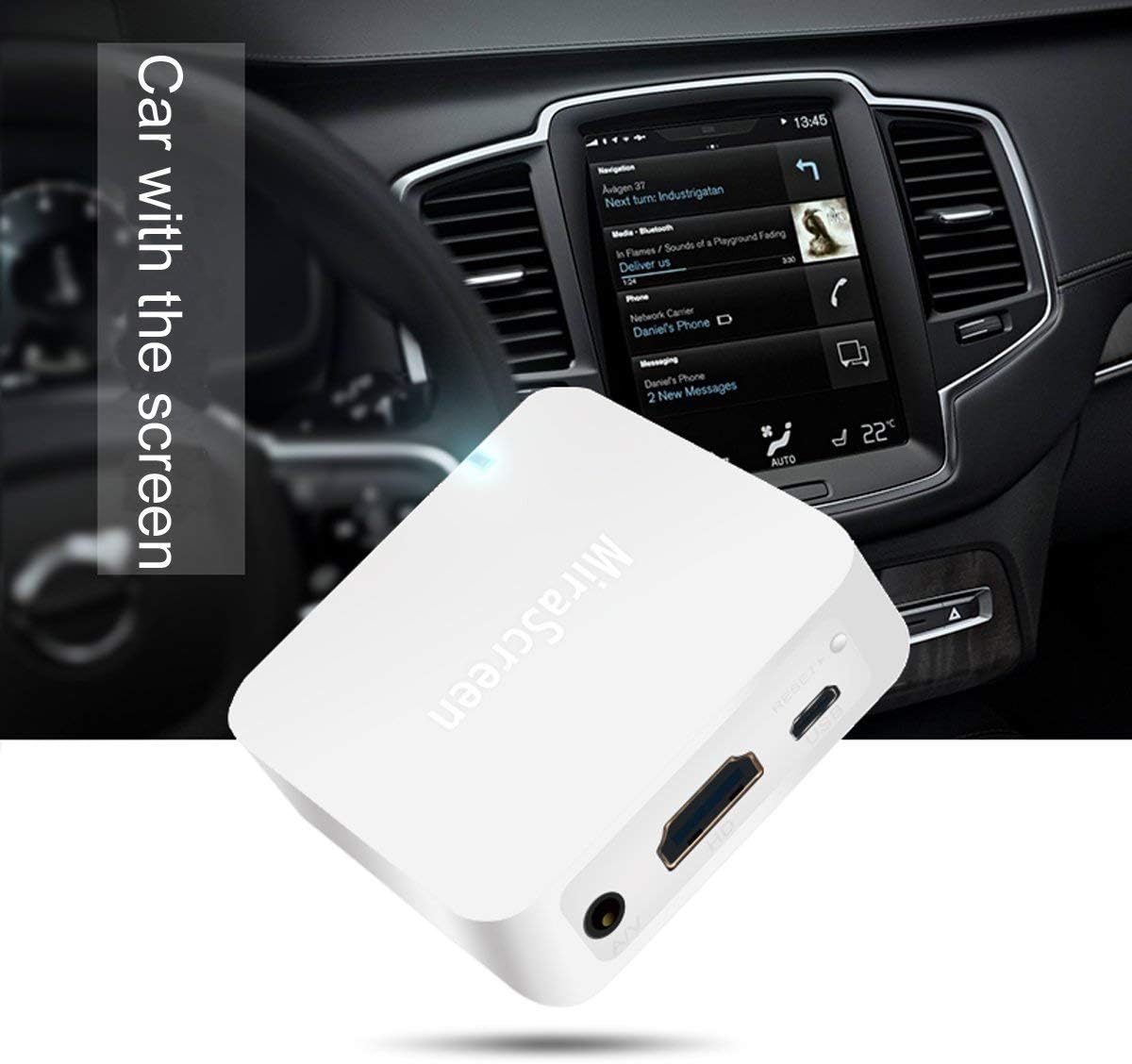 X7 Car WiFi Display Box, Airplay DLNA Miracast Screen Mirroring from Smart Phones to Car Screen Wirelessly, with HDMI and RCA (CVBS) Output GPS Navigation