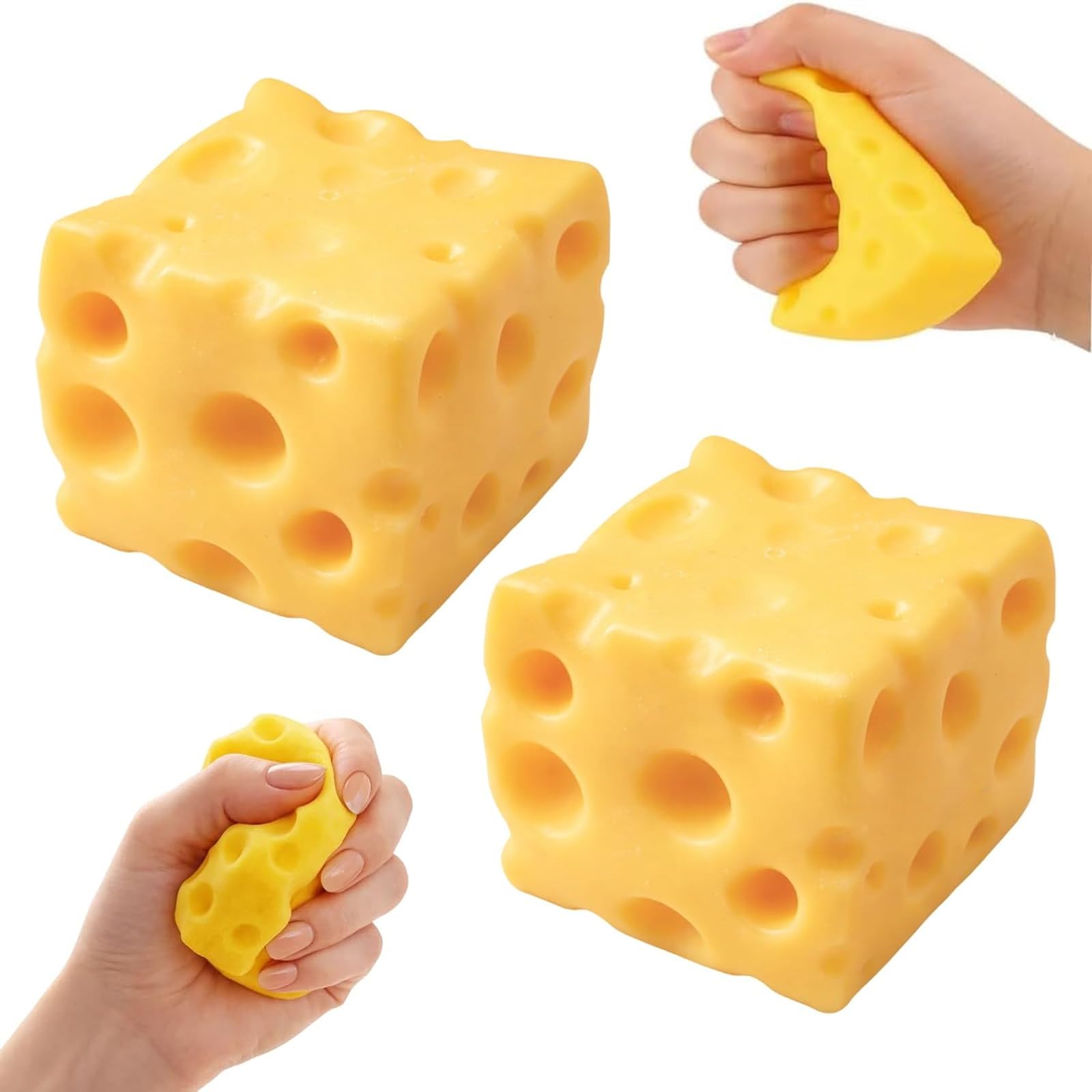 2PCS Cheese Sensory Squeeze Tool – Slow Rebound Stress Relief for Adults, Realistic Food Shape Fidget Aid for Office Home Focus