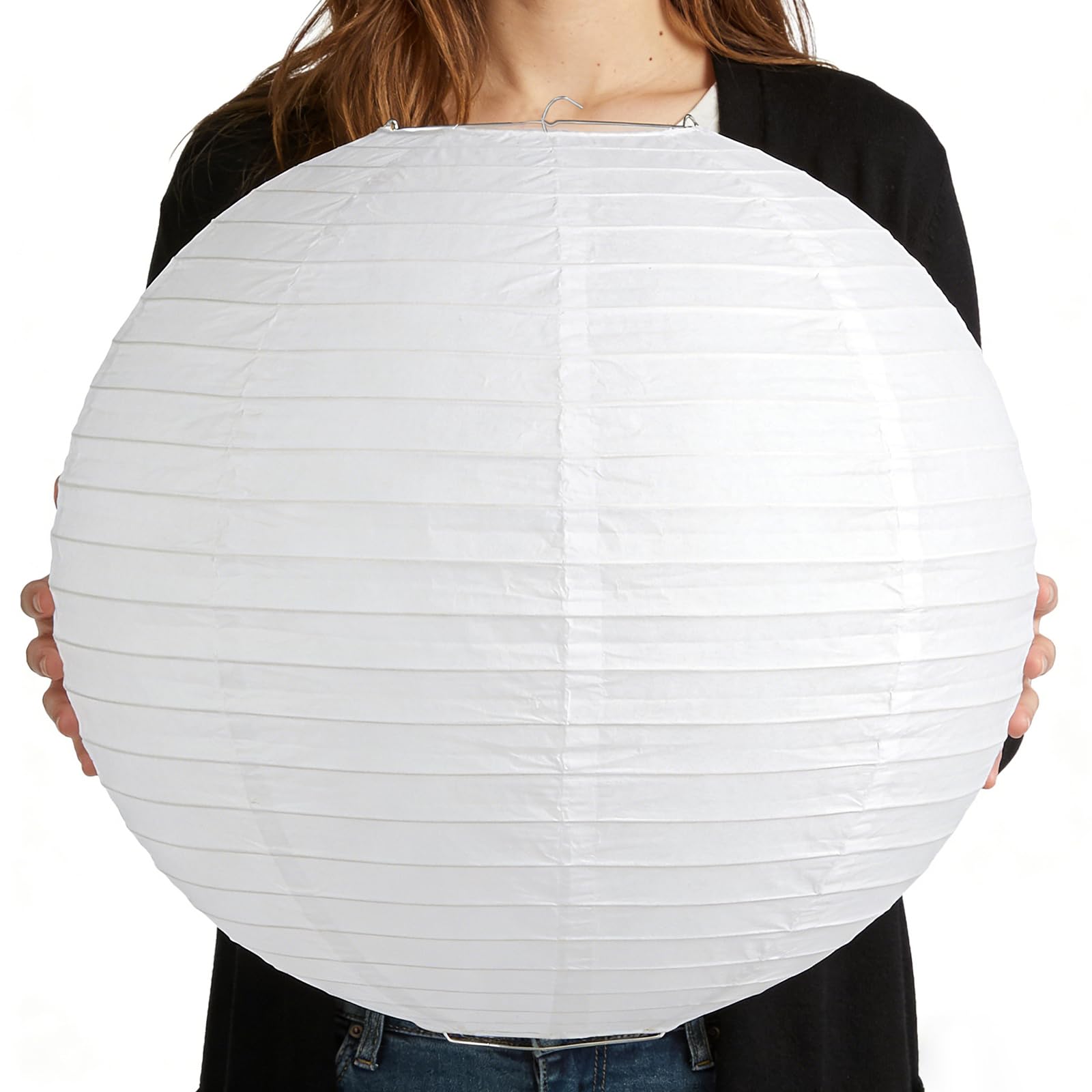 Photo 1 of 10Pcs 16 Inch Jumbo Paper Lanterns for Wedding, Graduation, Home Decor, Restaurant, Church, Birthday Party Decorations, Hanging Chinese Japanese Paper Lantern Lamps (White)