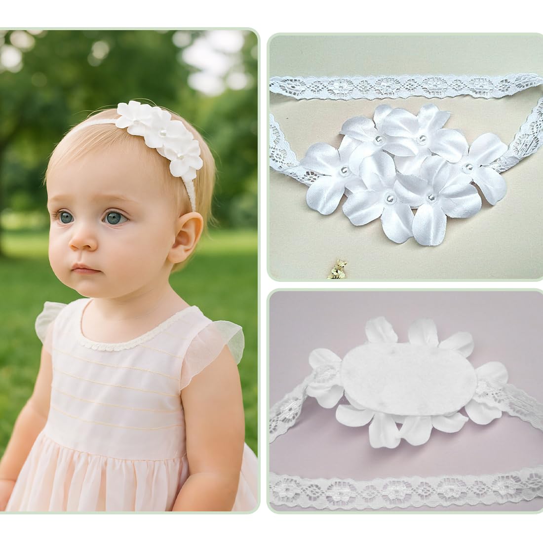 Bébé Bandeaux, bandeau de baptême pour bébé fille, bandeau élastique pour fille, Bandeaux Accessoires, pour fille, bébé, fille, enfant en bas âge(B)