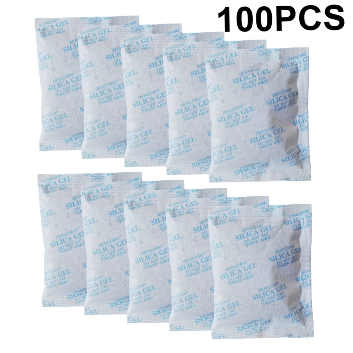 Déshumidificateur Réutilisable 100 Sachets 10g en Non-tissé, Minéraux Absorbants, Anti-humidité pour Tiroirs et Armoires