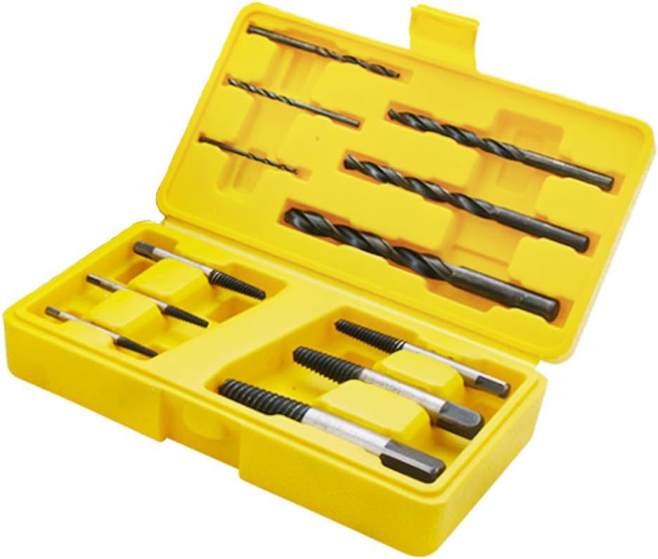 Screw Extractor Set, 12PCS Spiral Drill Bit and Damaged Screw Broken Bolt Remover Set, Tool Box for Home, Renovation, Automotive Mechanics, Carpenters and Construction Workers