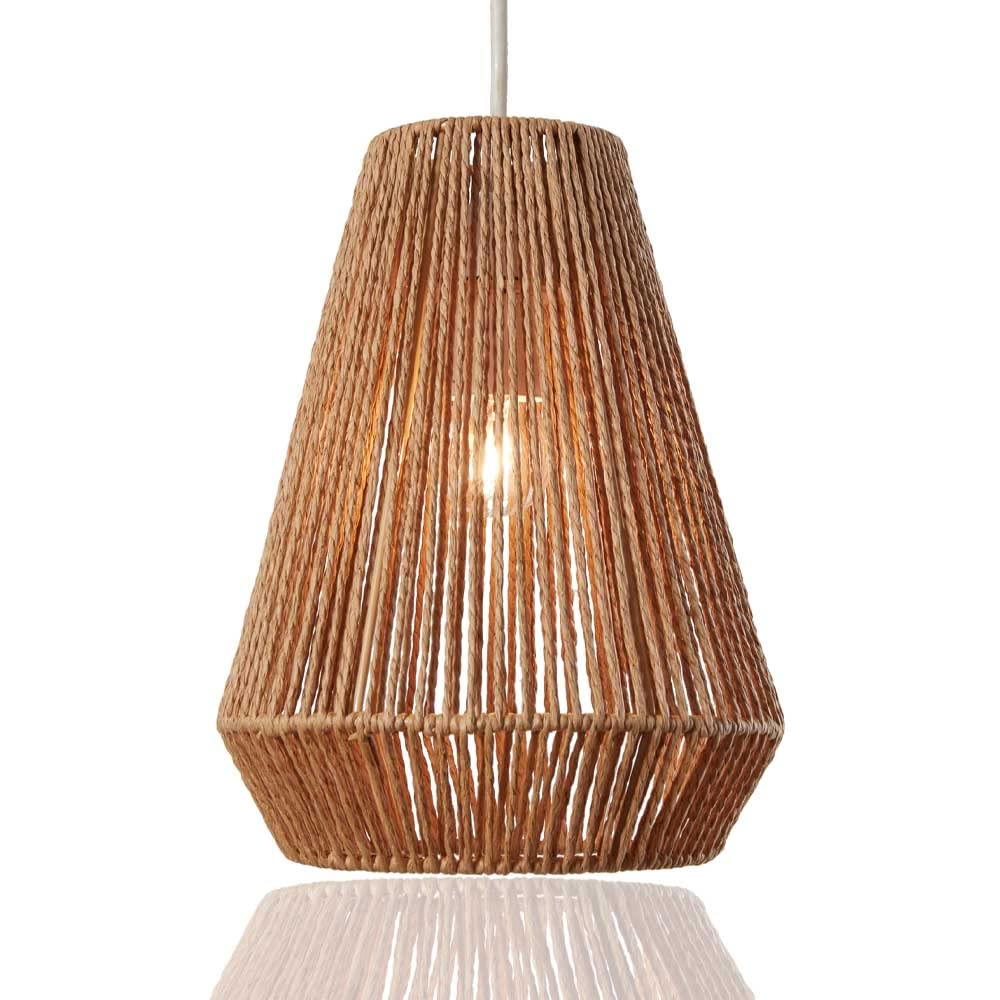 BONAFIDE Rattan Woven Pendant Light Shades, Handmade Hanging Lamp Crafts, Adjustable Height, Home DΓ©cor Lighting (Natural Rattan)