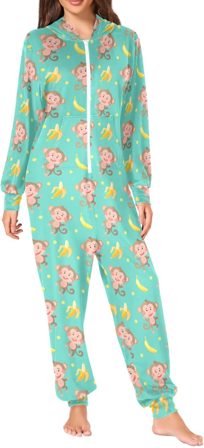 Adult Unisex Onesie Pajamas Hooded Costume Sleepwear Jumpsuit Matching Pjs