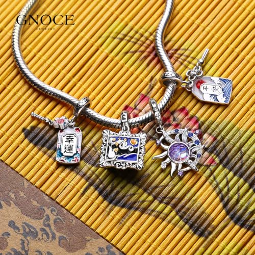 Image of GNOCE Japanese Charm Bead Silver Blend Pendant Dangle Charms fit Bracelet Jewelry Gift for Women