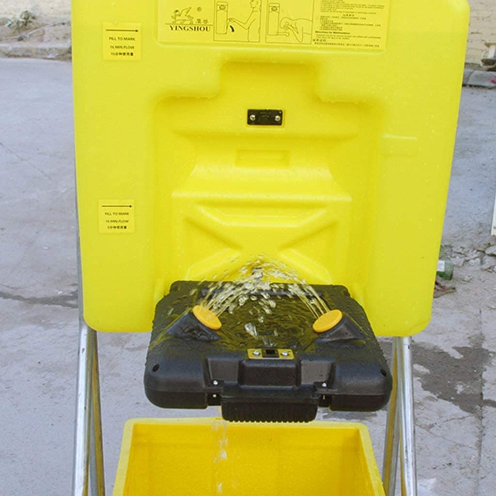 Estación Lavaojos de Emergencia Portátil con Soporte Móvil Lavadora de Ojos Móvil Equipo de Lavado con Tanque Recargable de 53L para La Industria del Laboratorio