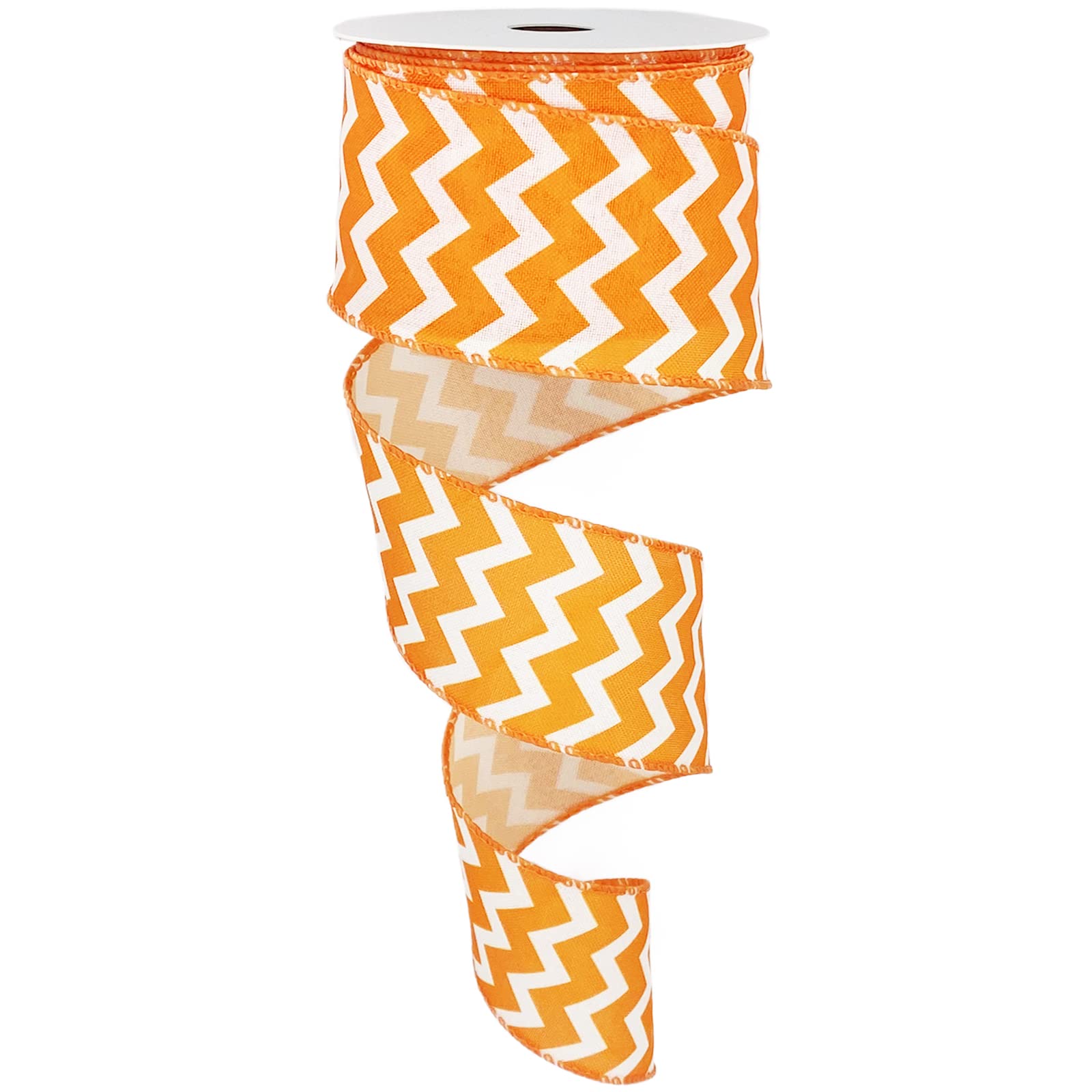 Easter Ribbon Wired,2 1/2”x10 Yard,Orange Waves Ribbon for Easter, Christmas, Wreath, Spring, Summer, Wedding, Baby Shower, Birthday