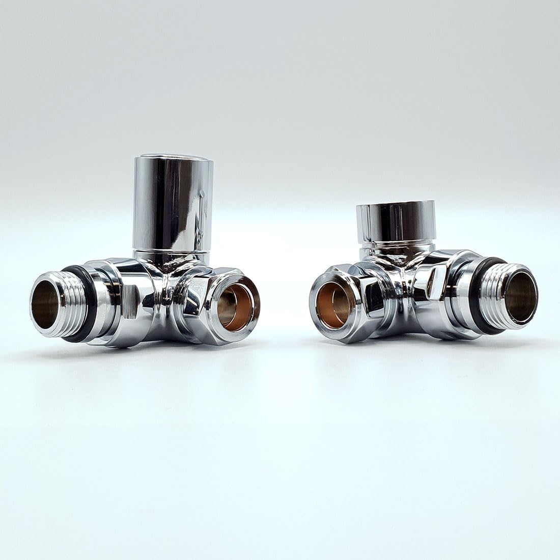 Lux Heat Chrome Corner Manual Round Radiator Valve Set