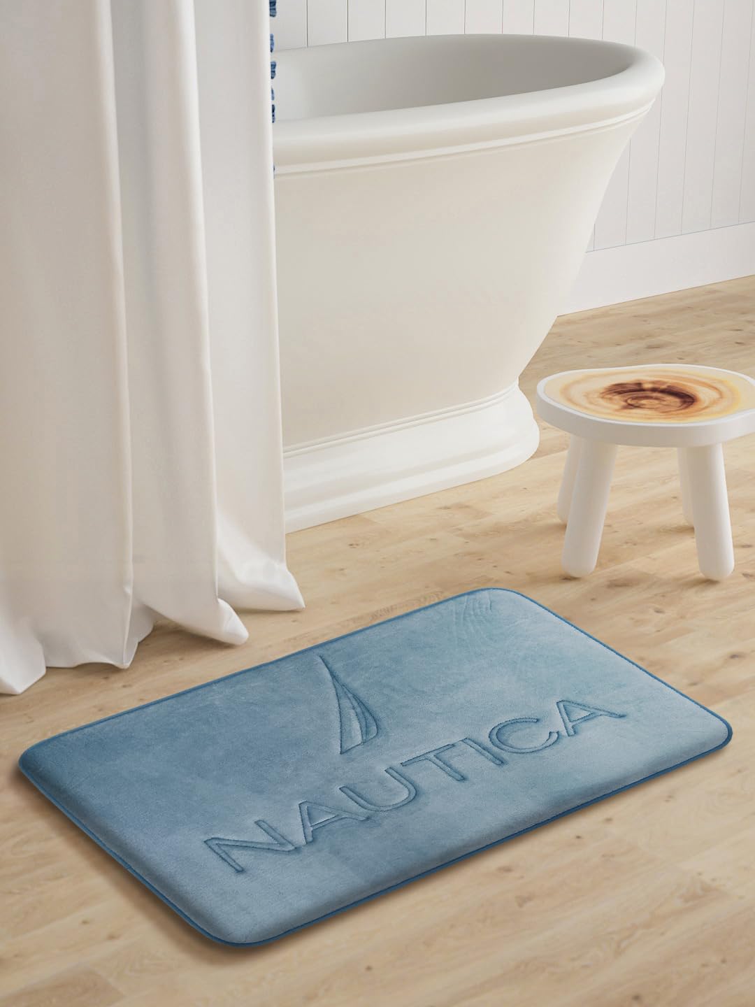 NAUTICA Luxurious Memory Foam Non-Skid Bath Rug -1pc Small Size (Deck View) Solid-Grey-picture-12
