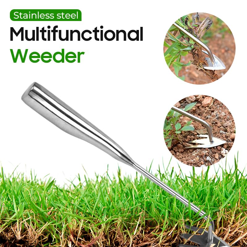 Yilia Weed Puller Tool, 2025 New Garden Weed Pulling Tool Uprooting Weeding Tool, 4 Teeth Weed Puller Tool Manganese Steel with Long Handle, Weeder Tool for Vegetable Garden Yard Planting (13.54inch)