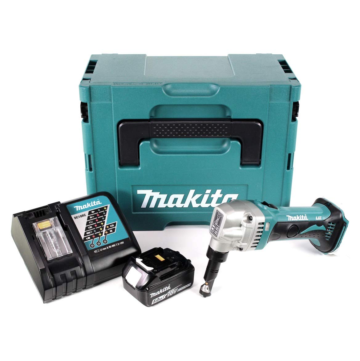Makita DJN 161, grignoteuse sans fil 18 V, capacité coupe 2,5 mm, rayon 50 mm