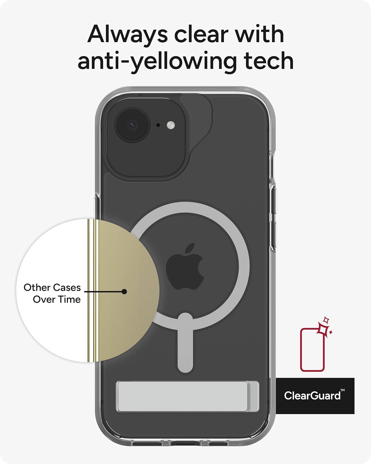 ZAGG Crystal Palace Snap Case with Kickstand for iPhone 17e/ 16e/15/14/13 – Clear Magnetic Phone Case, Graphene Reinforced, 13ft Drop Protection, Anti-Yellowing, Slim Grip, Recycled Material