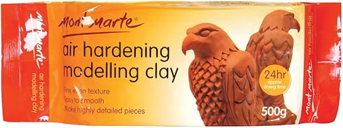 Mont Marte Arcilla de modelado de endurecimiento al aire de color terracota 500 g (1.1 lb). Arcilla seca al aire de color terracota con tiempo de