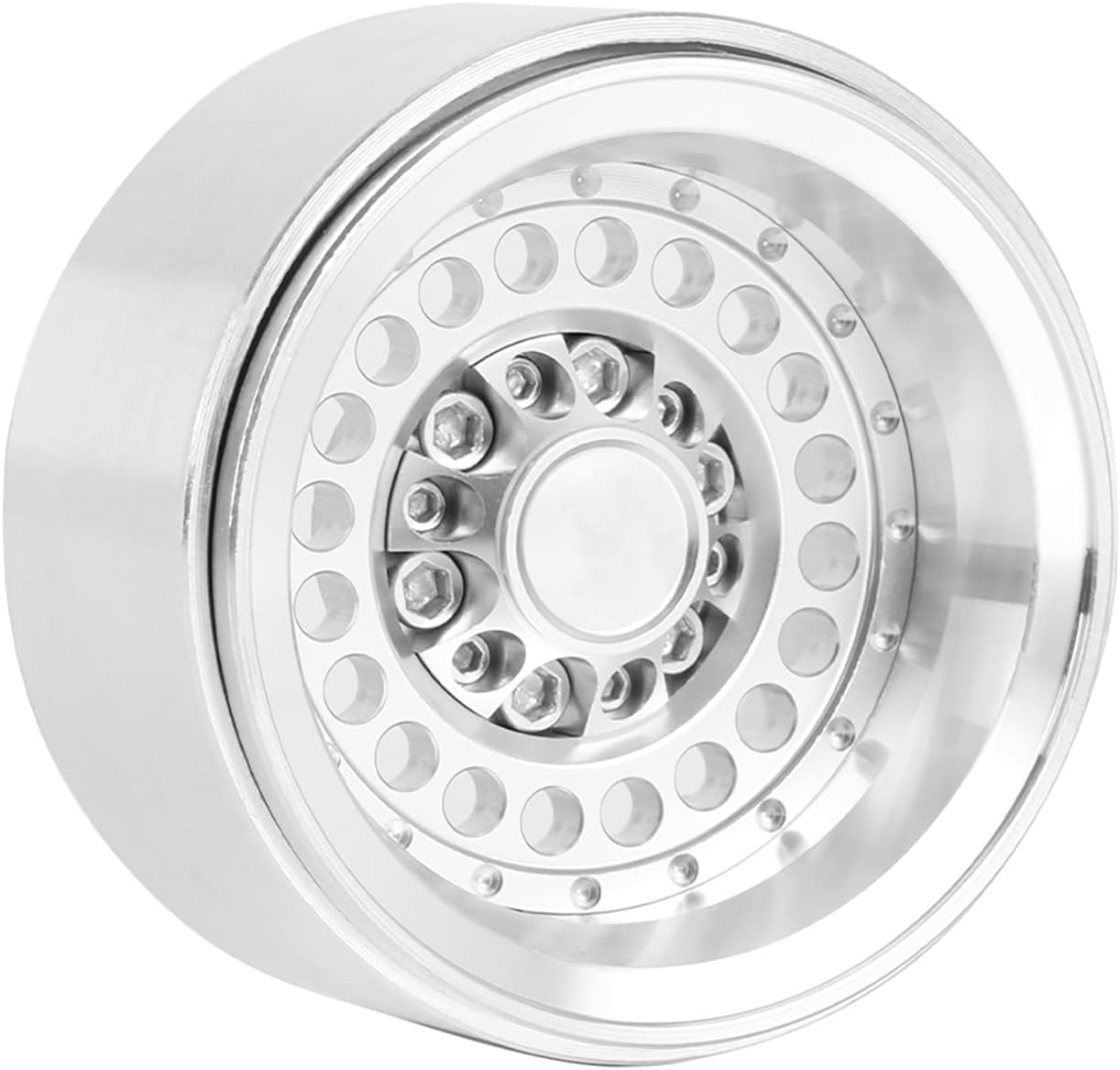 1.9 Beadlock Wheel Rim,WONFAST 4PCS Deep Dish Aluminum Negative Offset-10mm Wheel Rim Hub for 1/10 RC Crawler Car for Axial SCX10 TRX4 TRX6 VS4-10 Gen8 MST Upgrade Parts (20Holes-Silver)