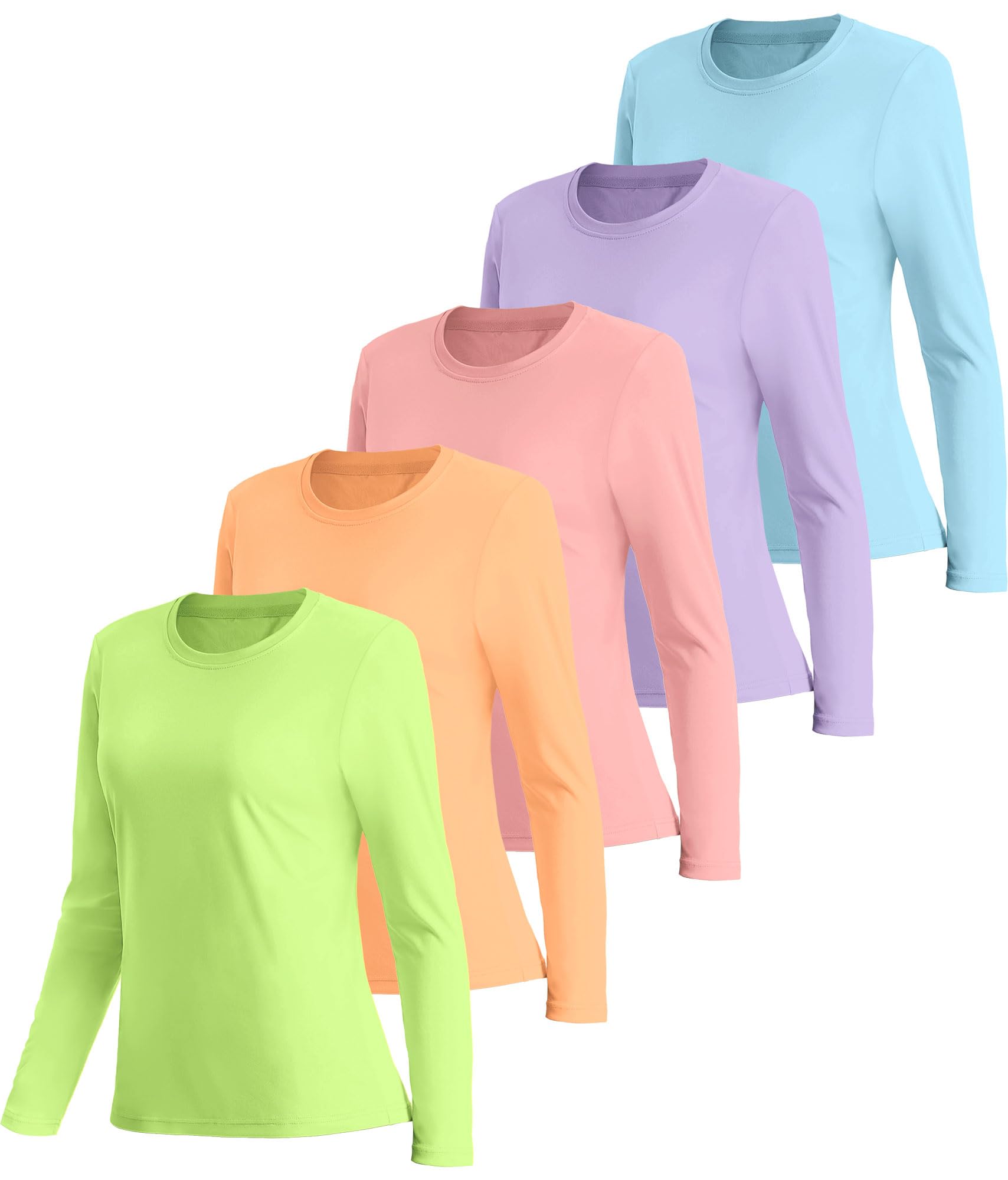 ANGEL CITIZ Damen Sport Oberteile 3er/5er Pack Laufshirts T-Shirt UPF 50+ Atmungsaktive Fitness Tops für Yoga Gym Training