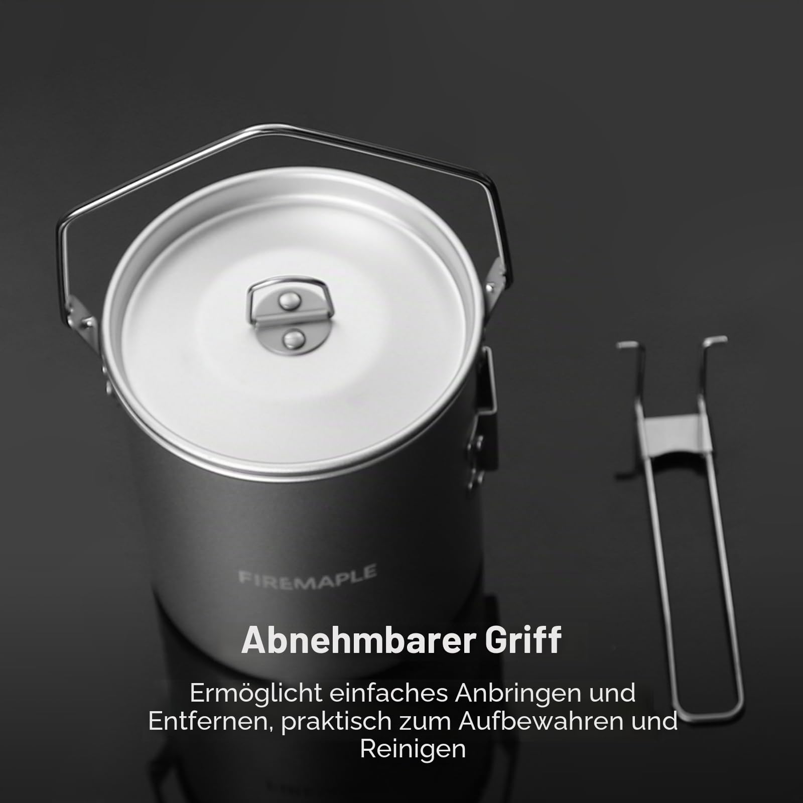 Fire-Maple 0,9L Campingtopf Leichtes Campinggeschirr mit Abnehmbarem Selbstverriegelndem Griff Tragbarer Wasserkocher für Backpacking und Outdoor