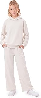 PATPAT Girls Athletic Sweatsuit Hoodie Sweatpants 5-14 Years | 2 Piece Tracksuit, Hoodie Sweatshirt with Pants, Side Pockets, Matching Set, Girls Clothes, Fall Outfits, Active Wear