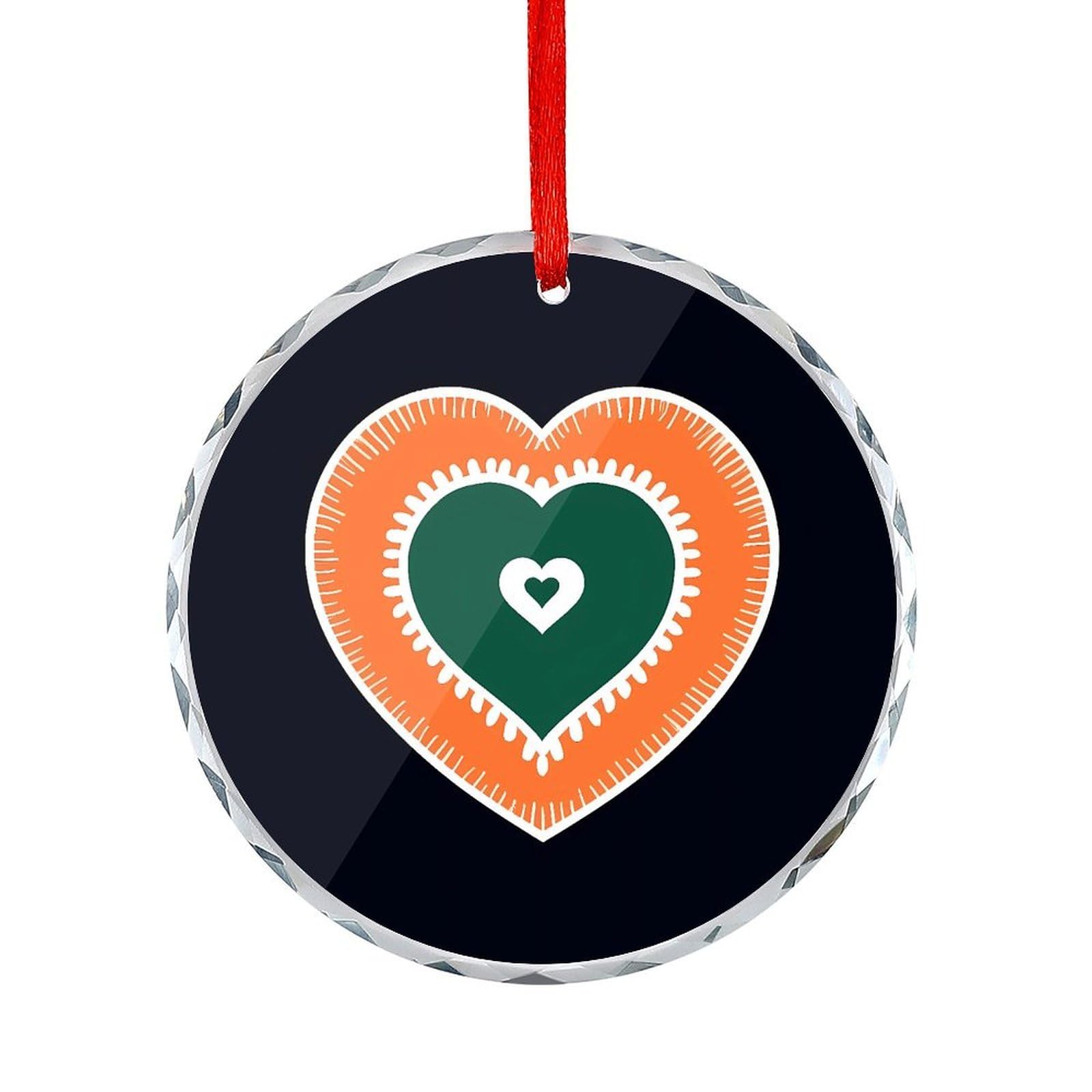 Btcowzrv Style Heart On Black Background Round Ornament Hanging Pendant Decor