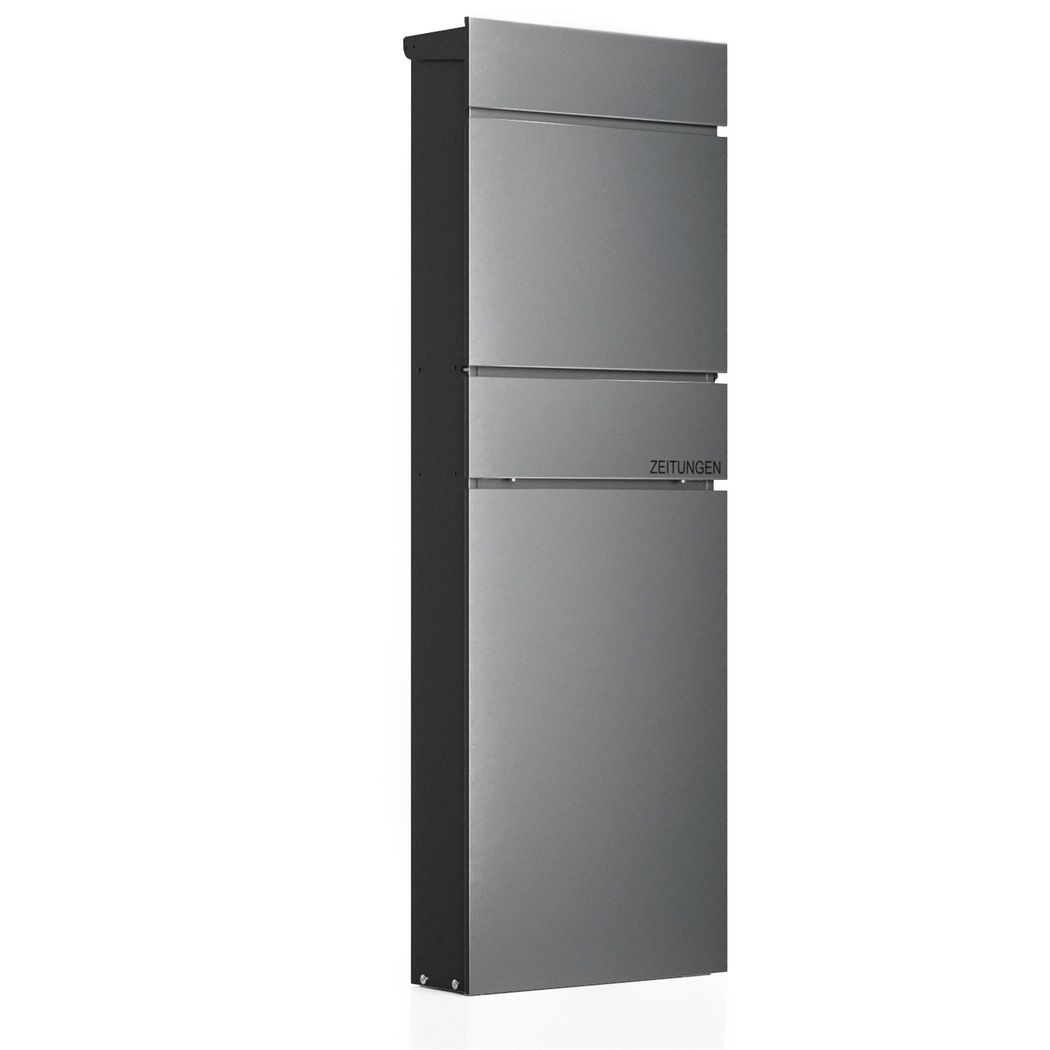 Wiltec Buzón de pie Antracita con Compartimento para periódico 395 x 142 x 1150 mm de Acero, buzón de Correo Apartado de Correos con Espacio para el Diario y 2 Llaves