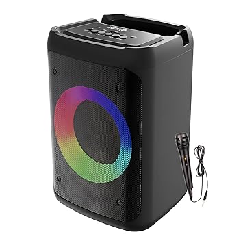 iNFiRe Breeze 15W Bluetooth Party Speaker | RGB Lights | Karaoke Mic | BT v5.3 | AUX/USB/TF Support | Portable 2.0 Channel Wireless Speaker (Black)