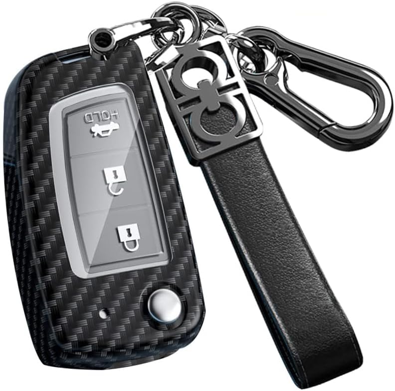 SANRILY ABS+Zinc Alloy Key Fob Cover Case for Nissan Rogue Sport Rogue S Rogue Select 2019 2018 Sylphy Pulsar Frontier Folding Flip Key Keyless Key Shell with Keychain Carbon Fiber Pattern
