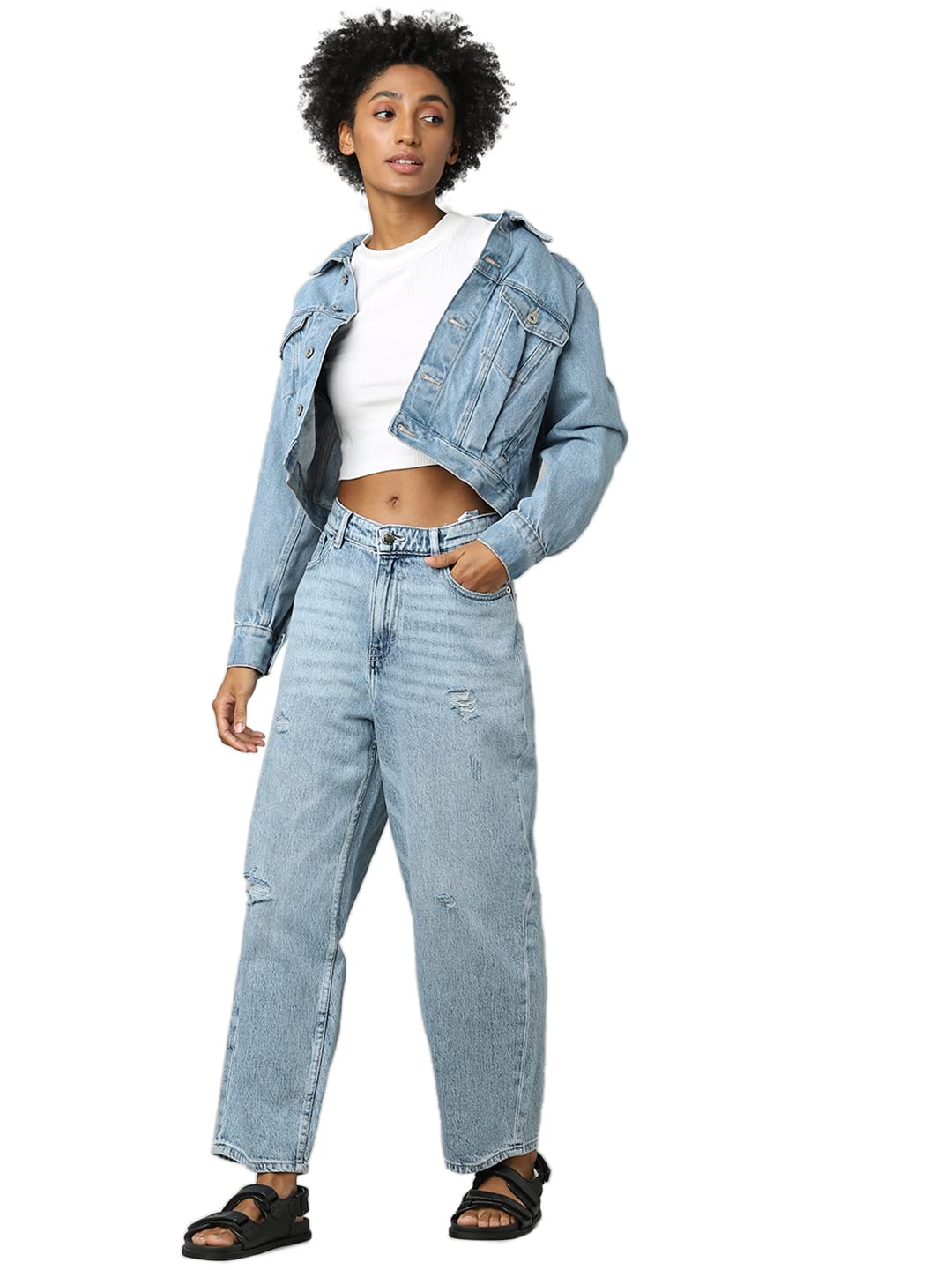 ONLY Women Blue Relaxed Fit High-Rise Mildly Distressed Light Fade Jeans - Review, Price and Buying Guide
