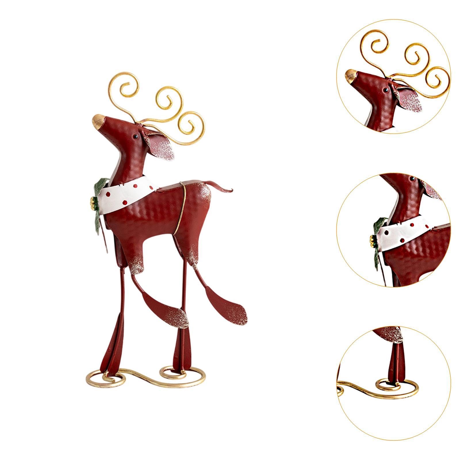 Estatua Navideña Decorativa para Mesa de Navidad Figura de Hierro Artesanal Centro de Mesa Atemporada Adecuada para Decoración de Hogar Fiesta Restaur, Adorno de Alce, Individual